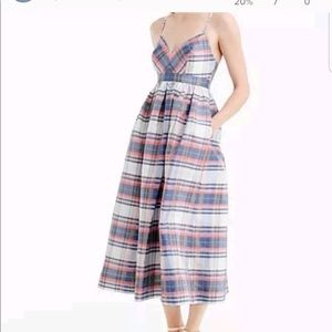 J. Crew Plaid Silk Dress Spaghetti Strap Dress